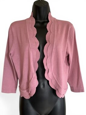 NWT Lety & Me Mauve Dark Pink Knit Ruffle Cardigan Shrug Size M